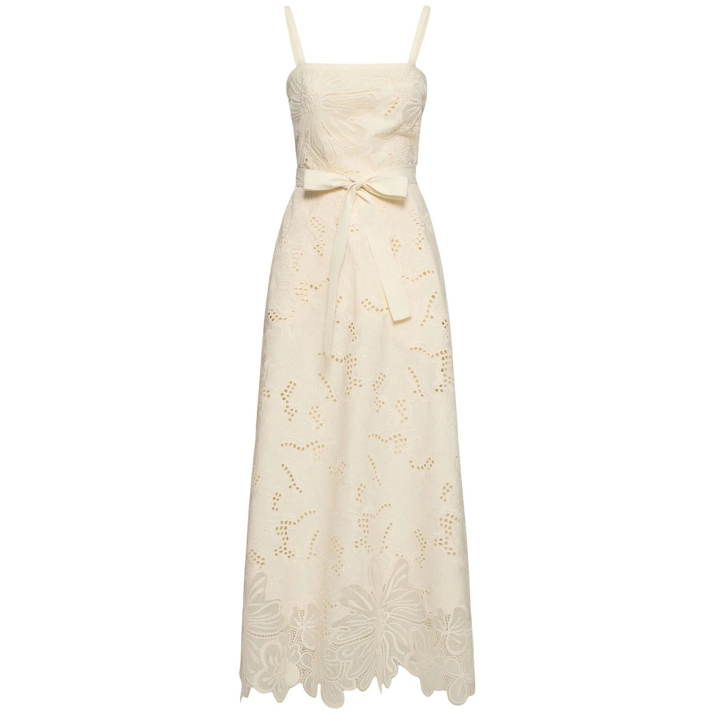 Elie Saab - Eyelet Embroidered Cotton-Blend Midi Dress - FR 40